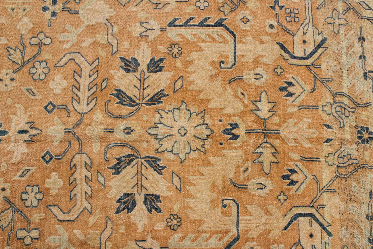 10x19 Beige and Navy Turkish Tribal Rug