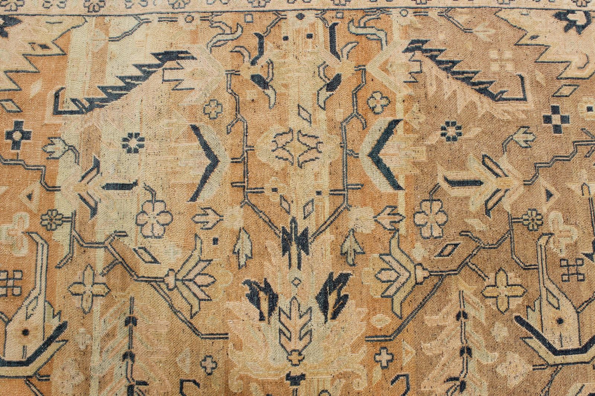 10x19 Beige and Navy Turkish Tribal Rug