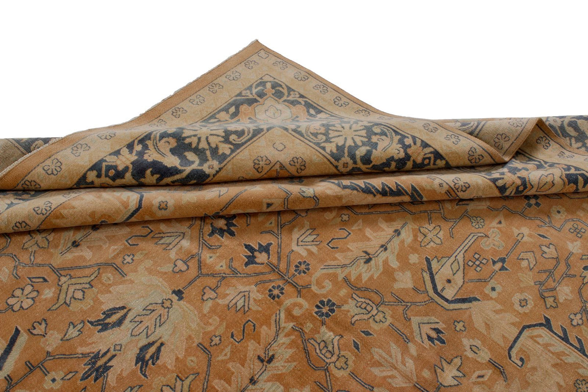 10x19 Beige and Navy Turkish Tribal Rug