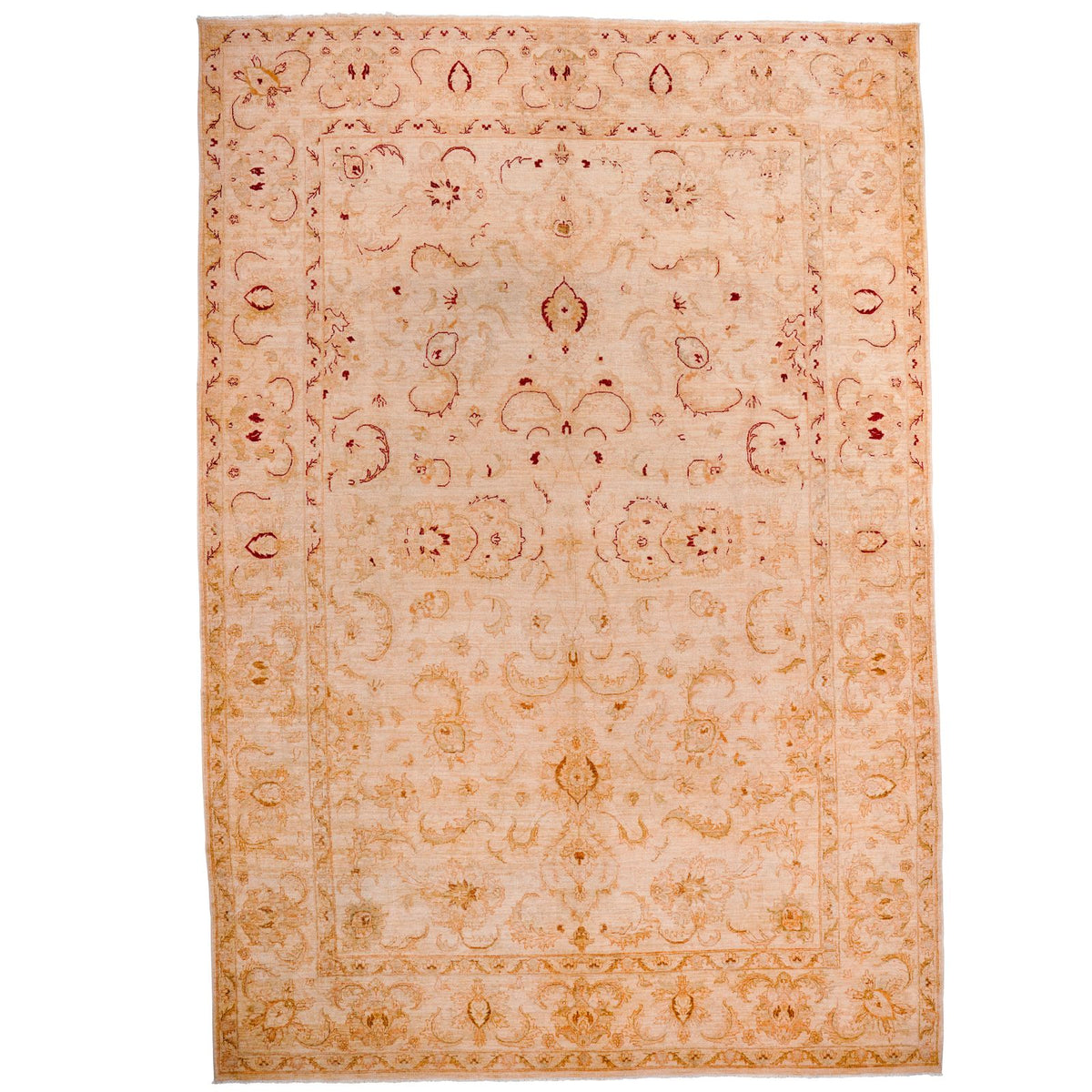 9x13 Beige and Red Turkish Oushak Rug