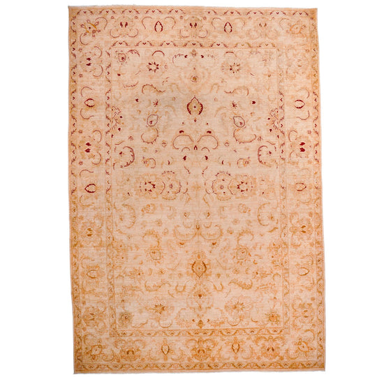 9x13 Beige and Red Turkish Oushak Rug