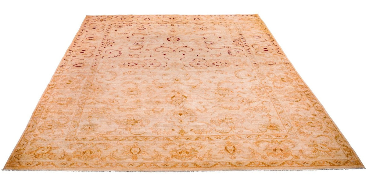 9x13 Beige and Red Turkish Oushak Rug