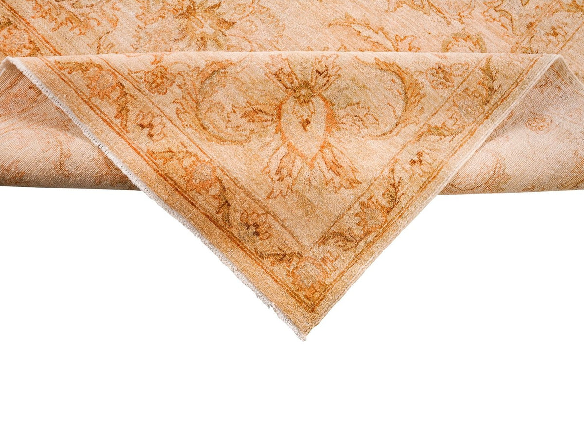 9x13 Beige and Red Turkish Oushak Rug