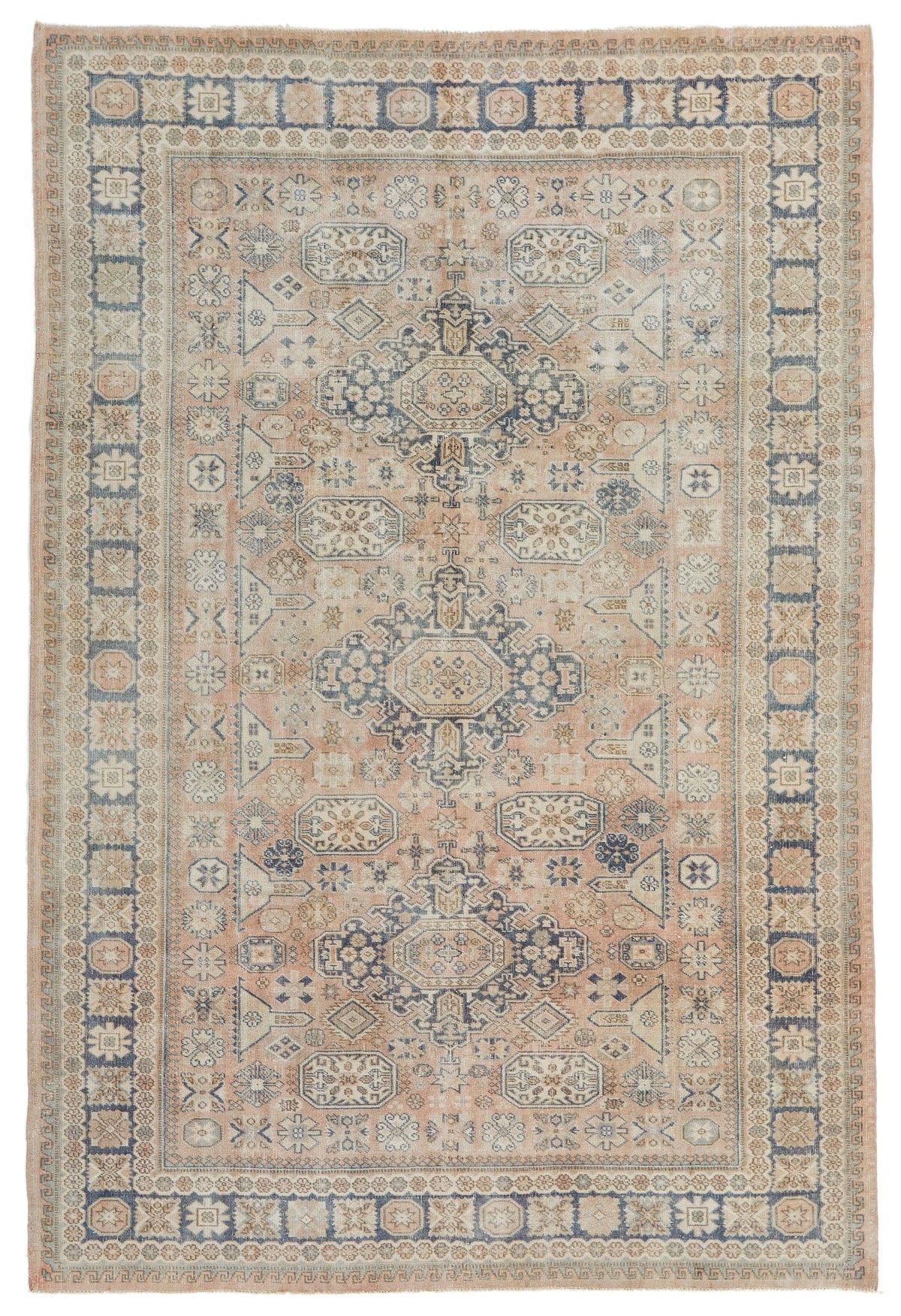 7x10 Brown and Beige Kazak Tribal Rug