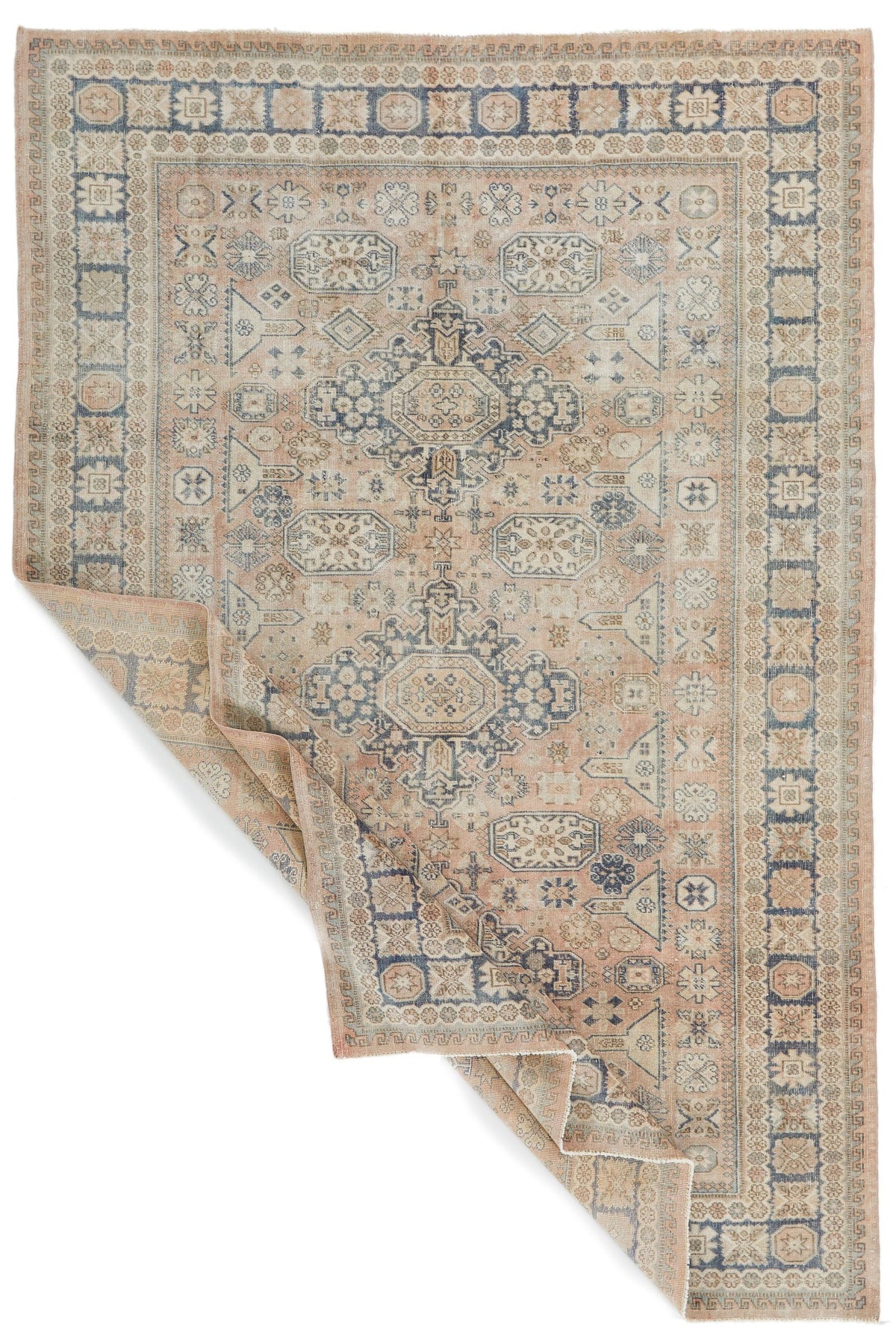 7x10 Brown and Beige Kazak Tribal Rug