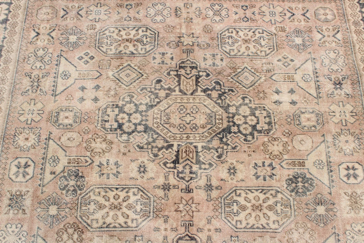 7x10 Brown and Beige Kazak Tribal Rug