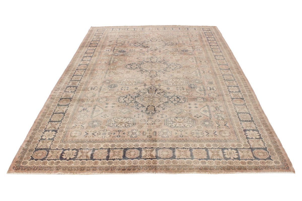 7x10 Brown and Beige Kazak Tribal Rug