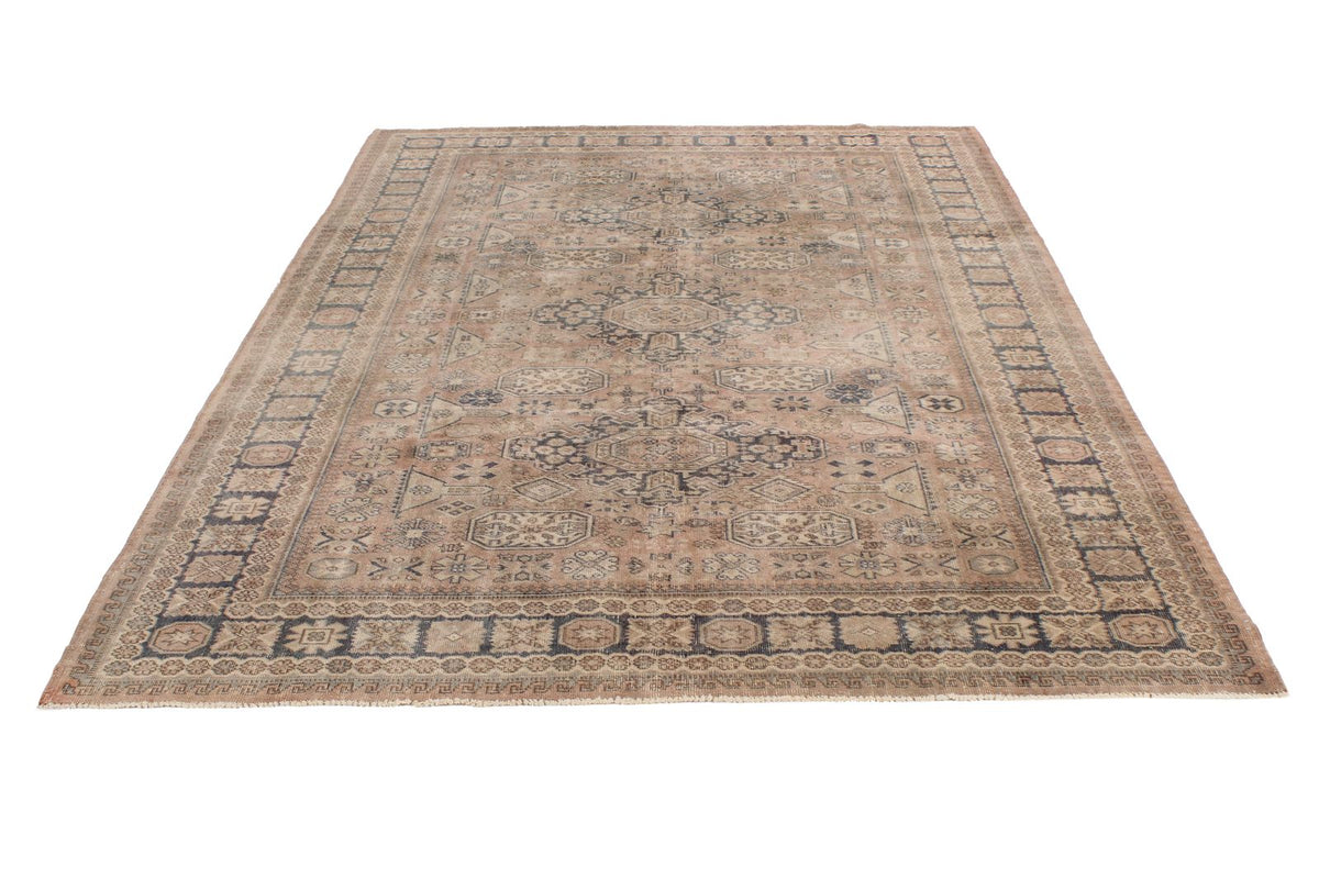 7x10 Brown and Beige Kazak Tribal Rug