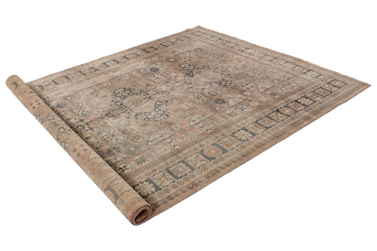 7x10 Brown and Beige Kazak Tribal Rug