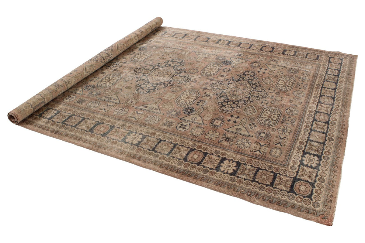 7x10 Brown and Beige Kazak Tribal Rug