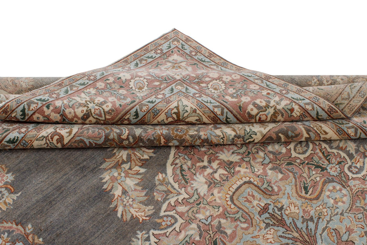 8x12 Gray and Beige Turkish Tribal Rug