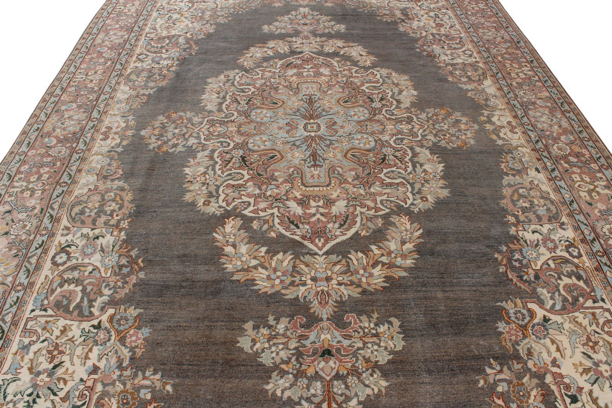 8x12 Gray and Beige Turkish Tribal Rug