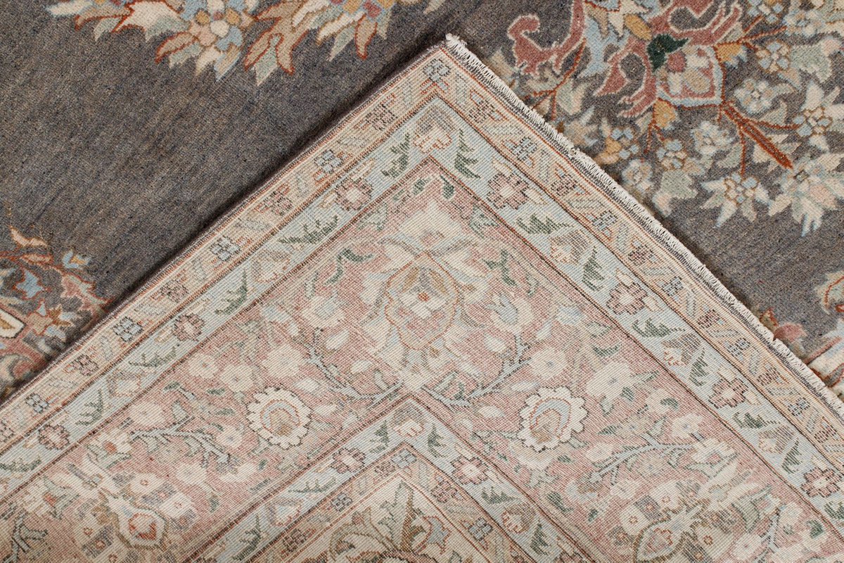 8x12 Gray and Beige Turkish Tribal Rug