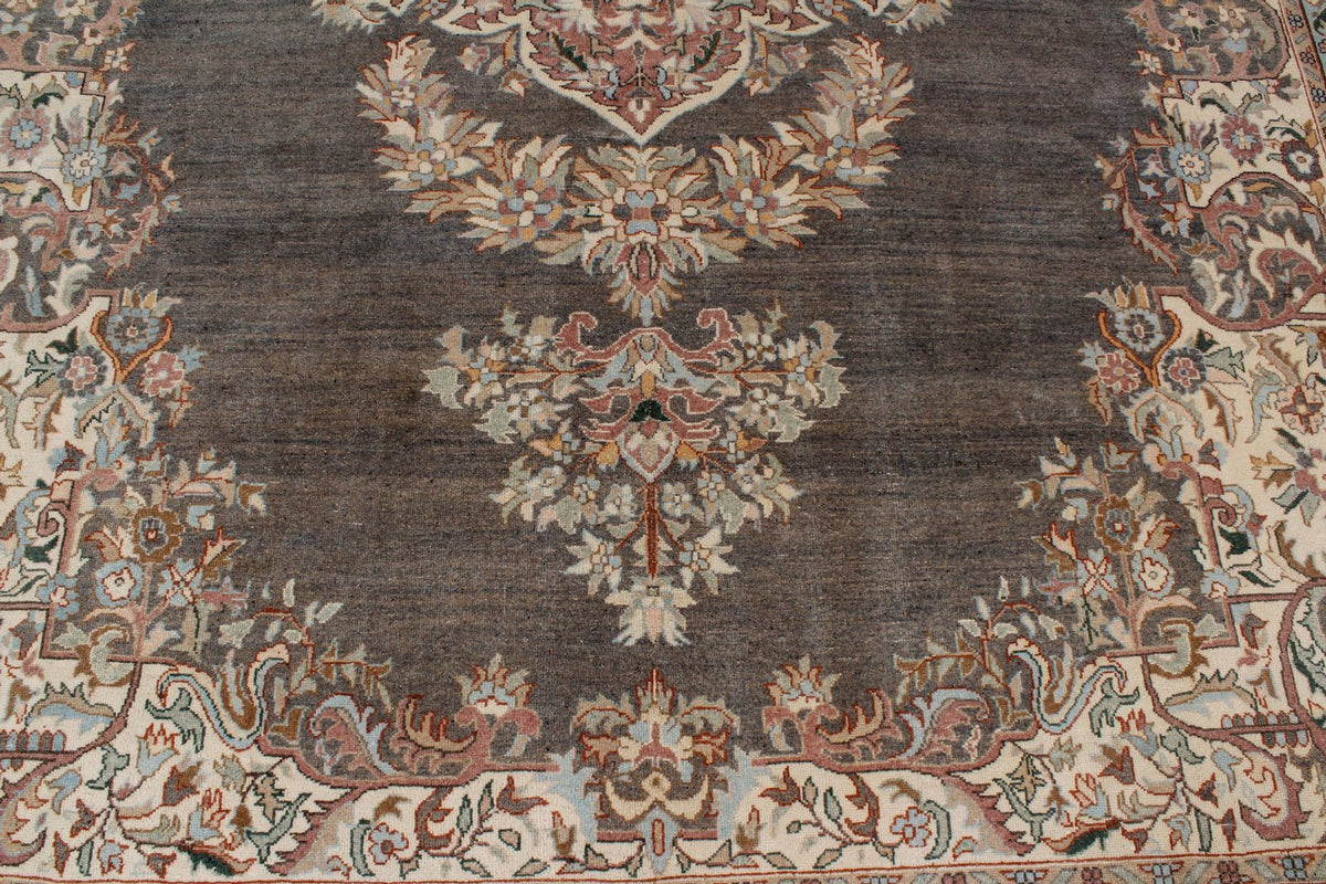8x12 Gray and Beige Turkish Tribal Rug