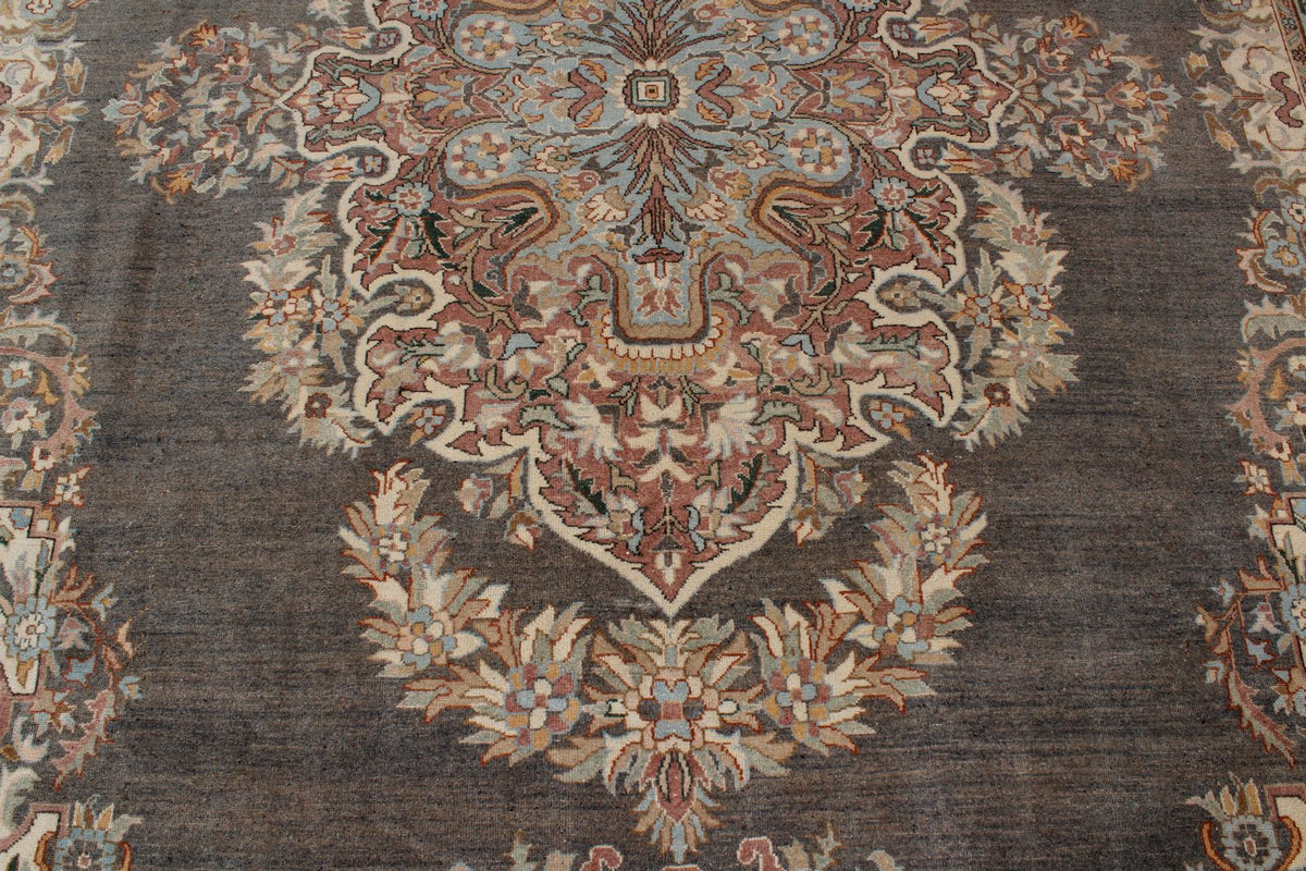 8x12 Gray and Beige Turkish Tribal Rug
