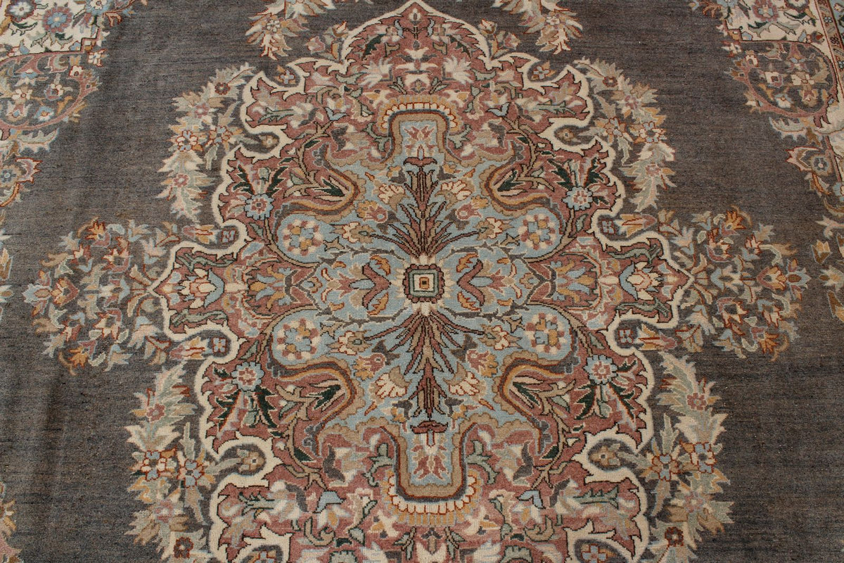 8x12 Gray and Beige Turkish Tribal Rug