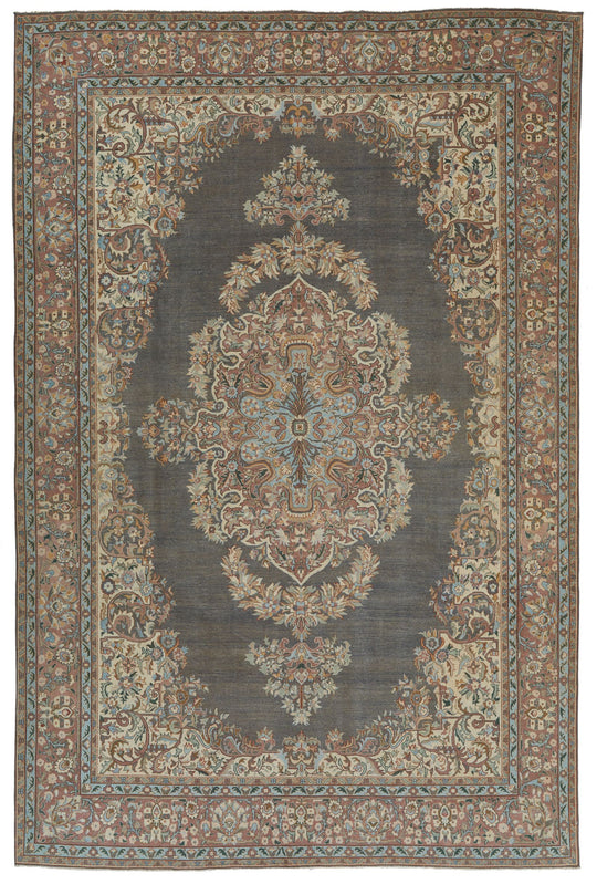 8x12 Gray and Beige Turkish Tribal Rug
