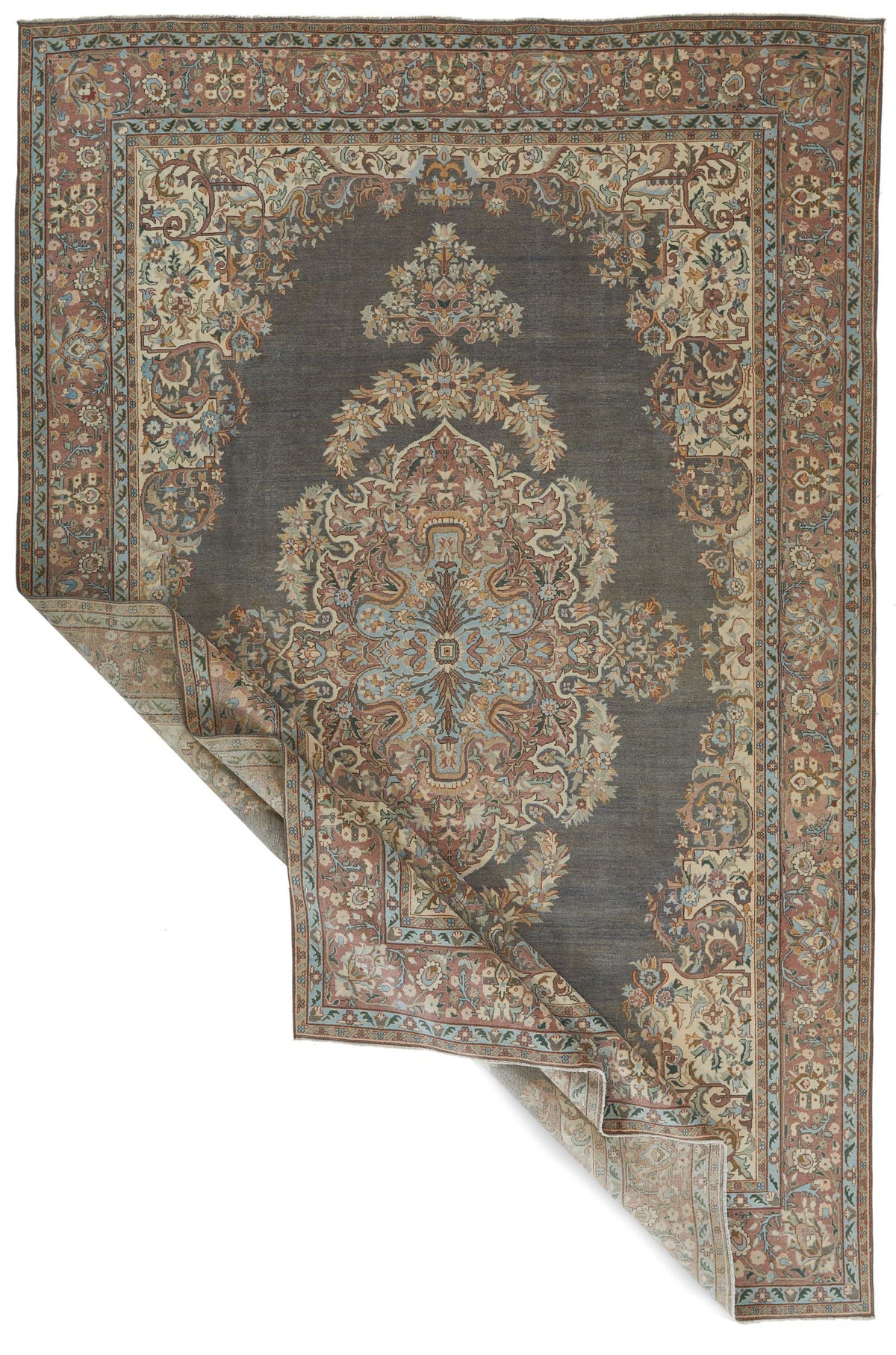 8x12 Gray and Beige Turkish Tribal Rug