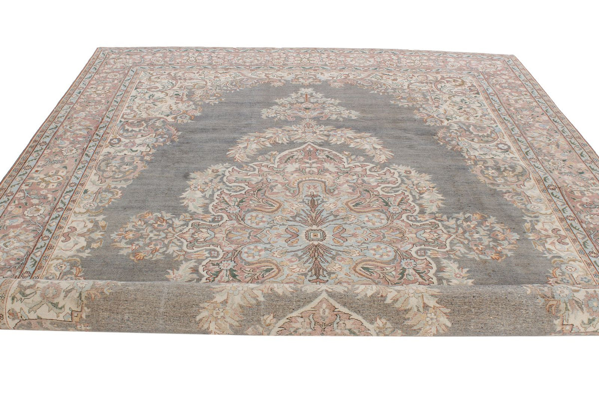 8x12 Gray and Beige Turkish Tribal Rug