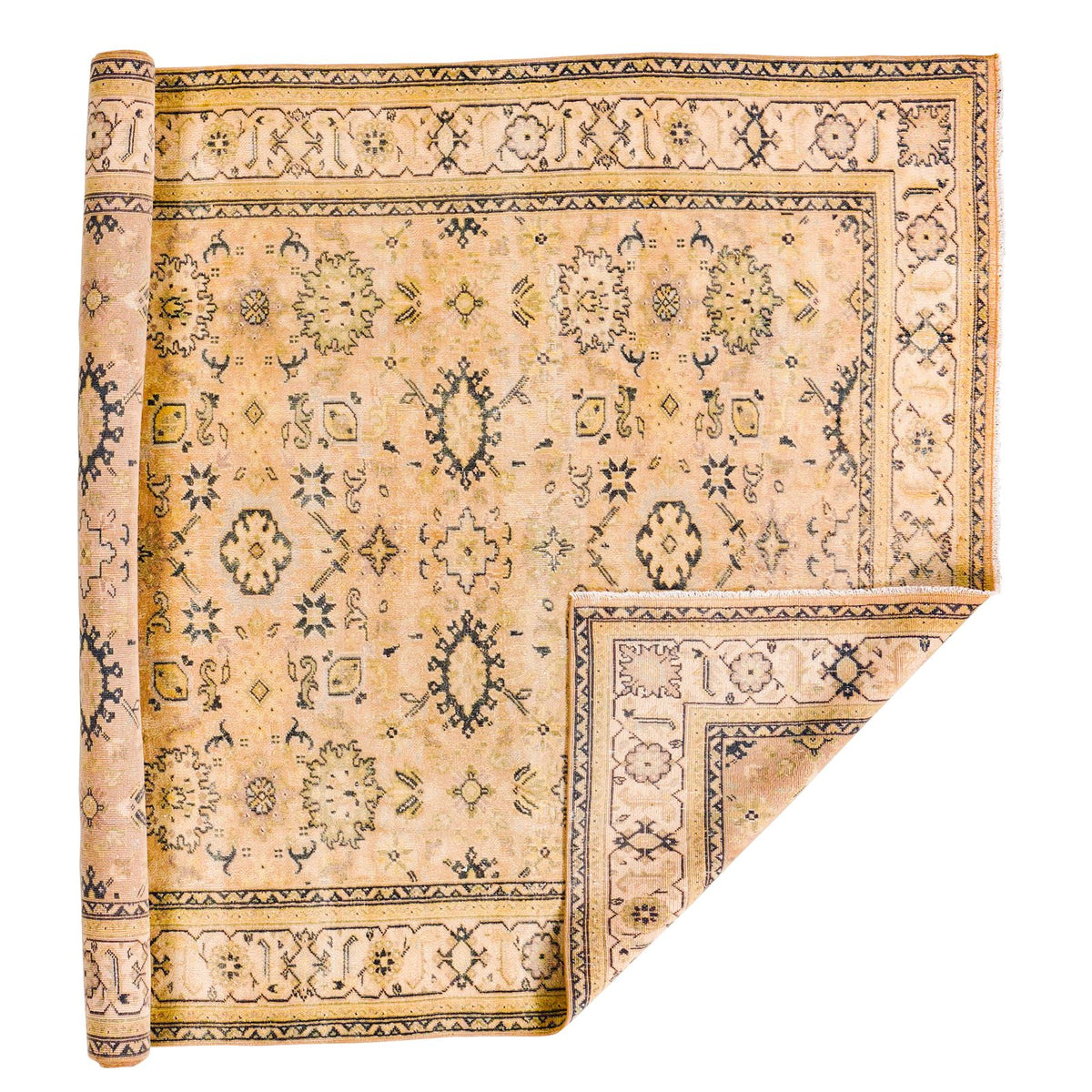 6x8 Beige and Green Turkish Traditional Rug
