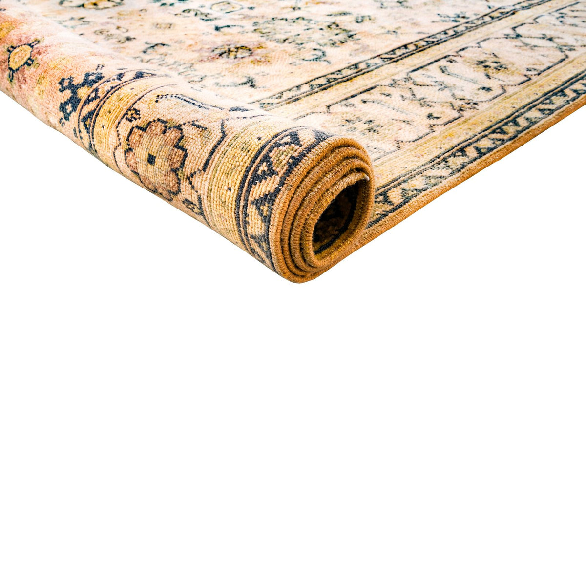 6x8 Beige and Green Turkish Traditional Rug
