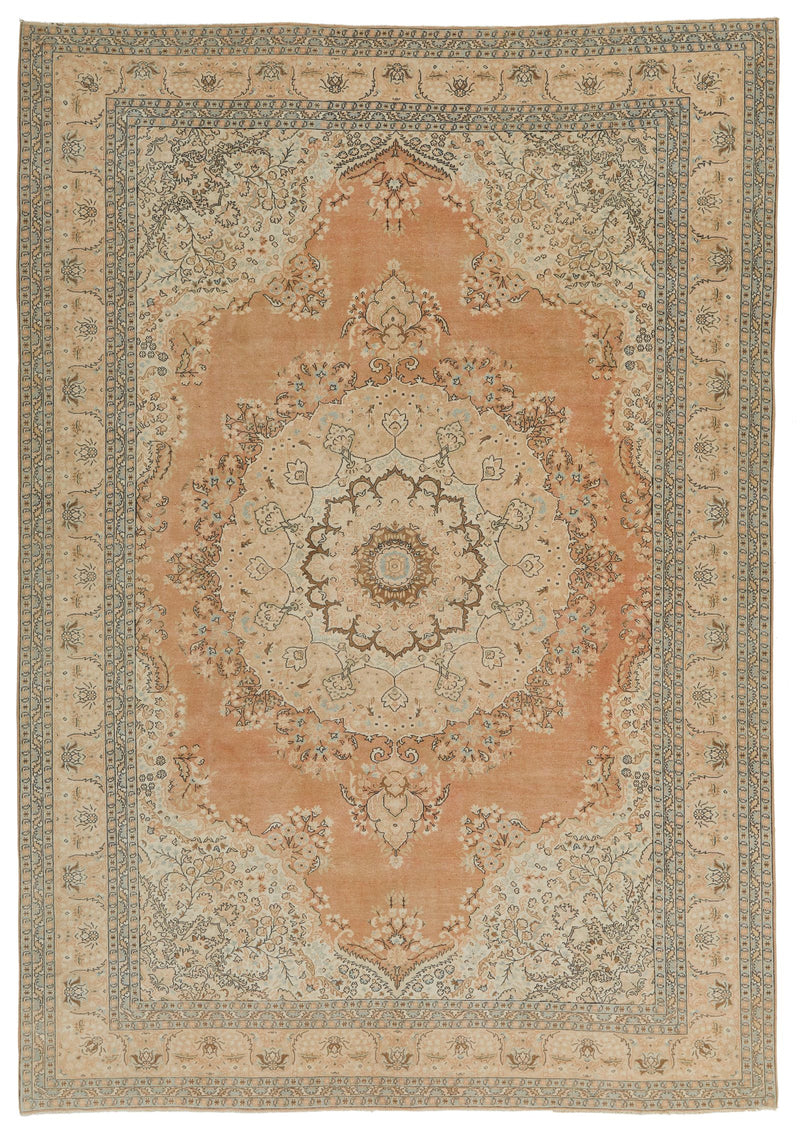 9x12 Rust and Beige Turkish Tribal Rug