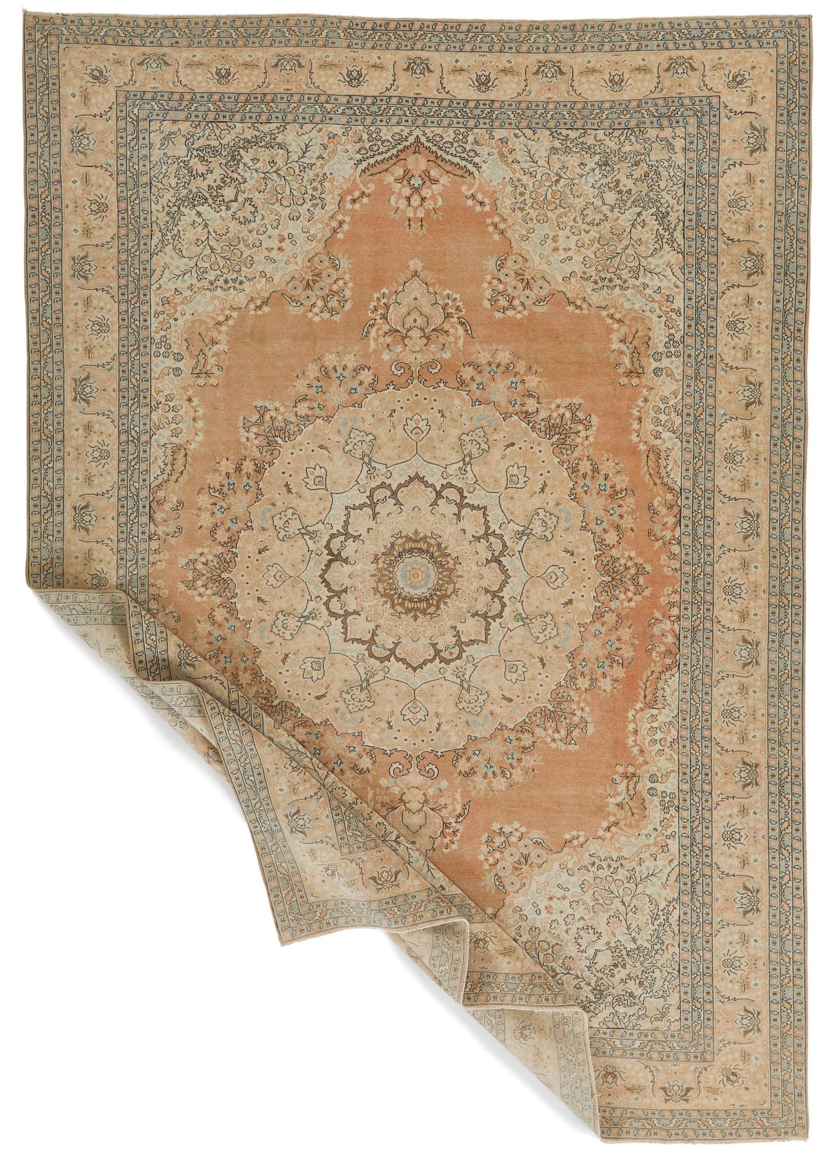 9x12 Rust and Beige Turkish Tribal Rug