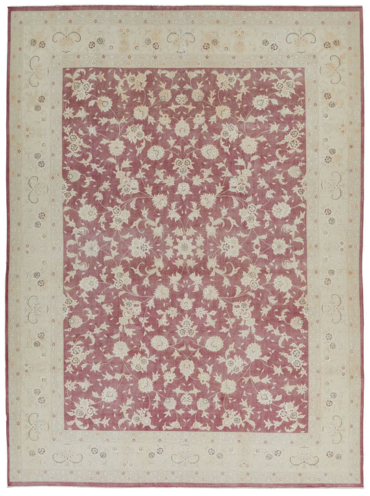 9x12 Burgundy and Beige Turkish Traditional Rug