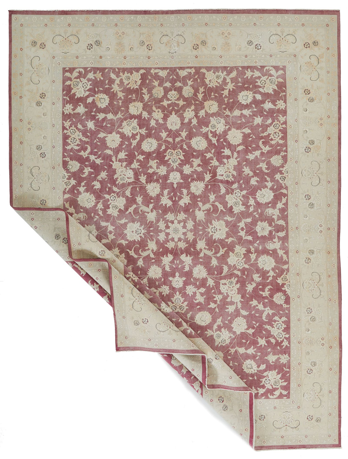 9x12 Burgundy and Beige Turkish Traditional Rug