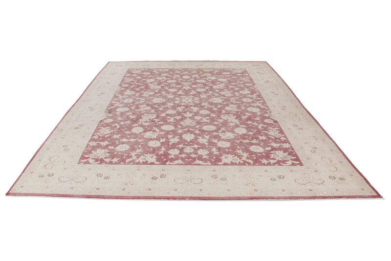 9x12 Burgundy and Beige Turkish Traditional Rug