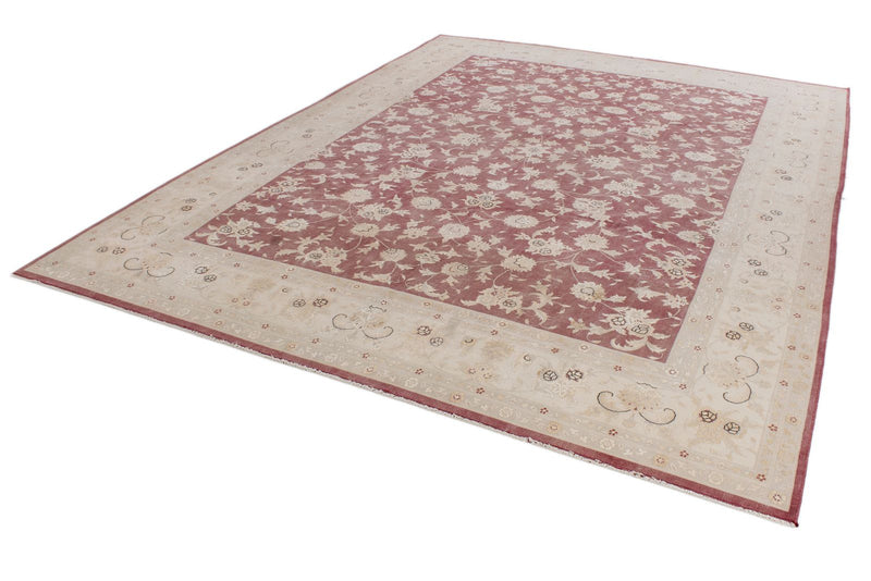 9x12 Burgundy and Beige Turkish Traditional Rug