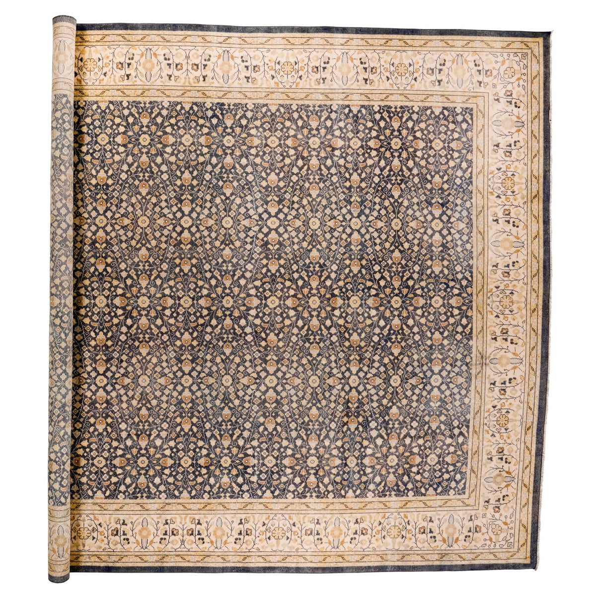 10x13 Navy and Beige Turkish Traditional Rug