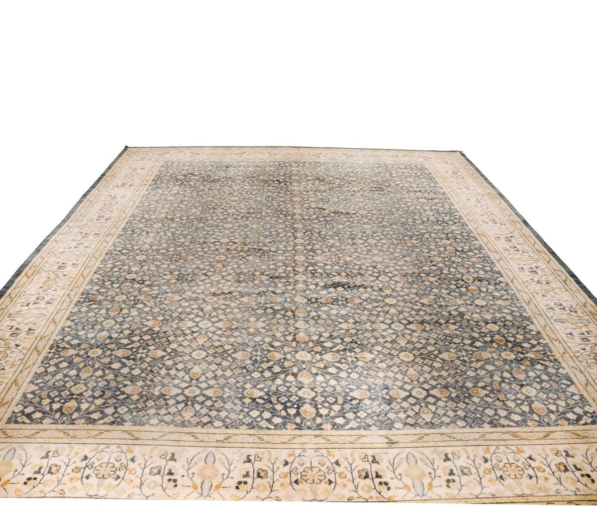 10x13 Navy and Beige Turkish Traditional Rug