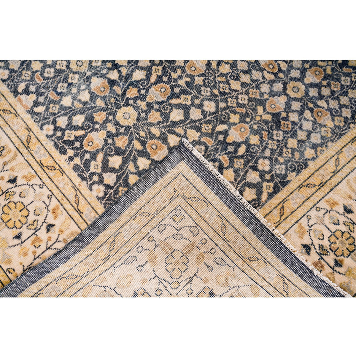 10x13 Navy and Beige Turkish Traditional Rug