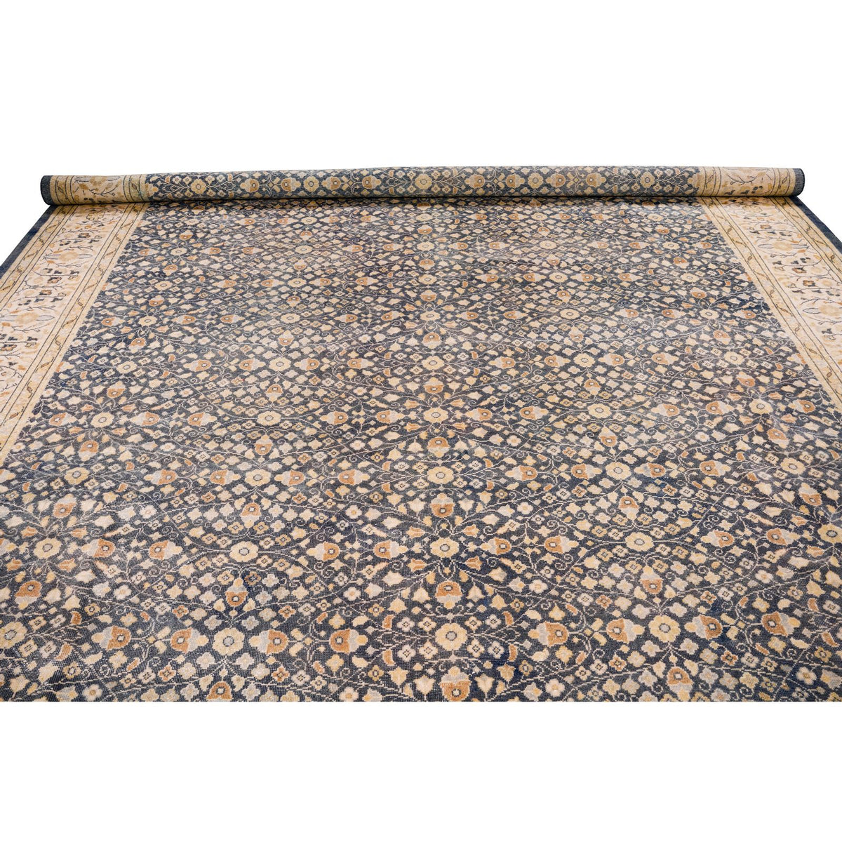 10x13 Navy and Beige Turkish Traditional Rug