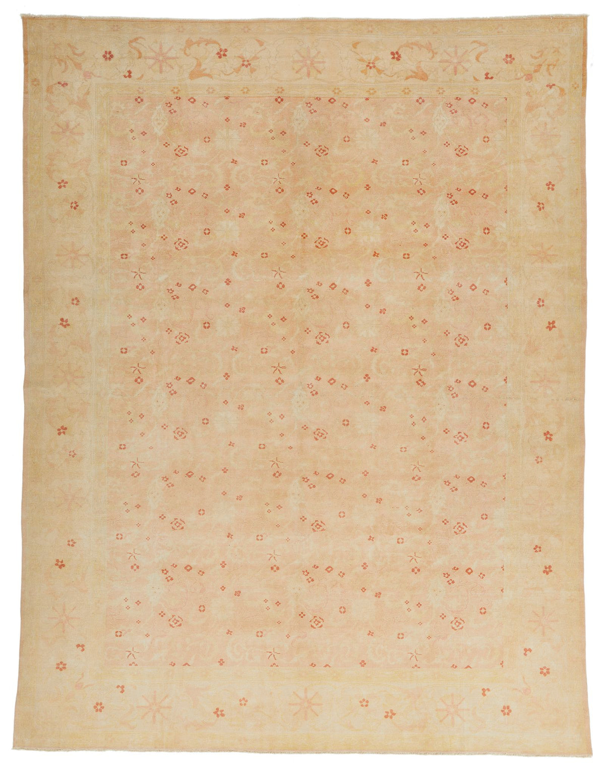 10x13 Beige and Rust Turkish Traditional Rug