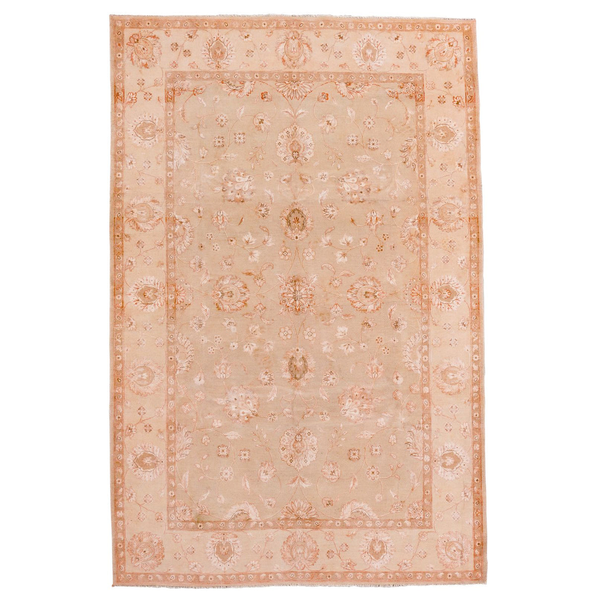 6x9 Beige Silk Flower Rug