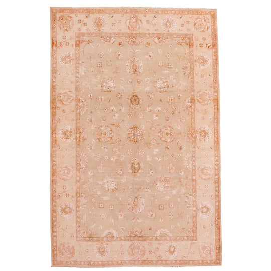 6x9 Beige Silk Flower Rug