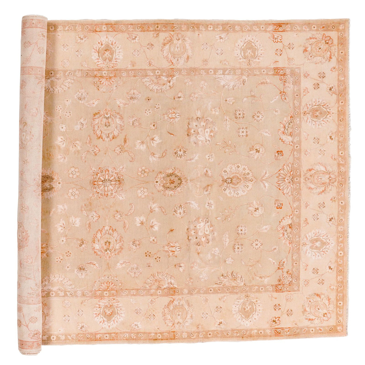 6x9 Beige Silk Flower Rug