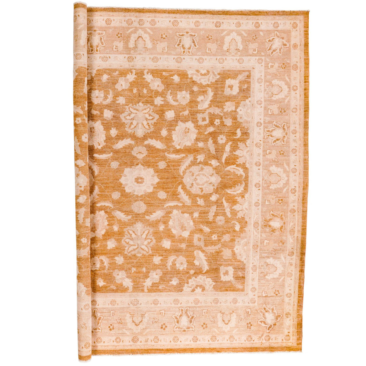9x9 Brown and Beige Turkish Oushak Rug
