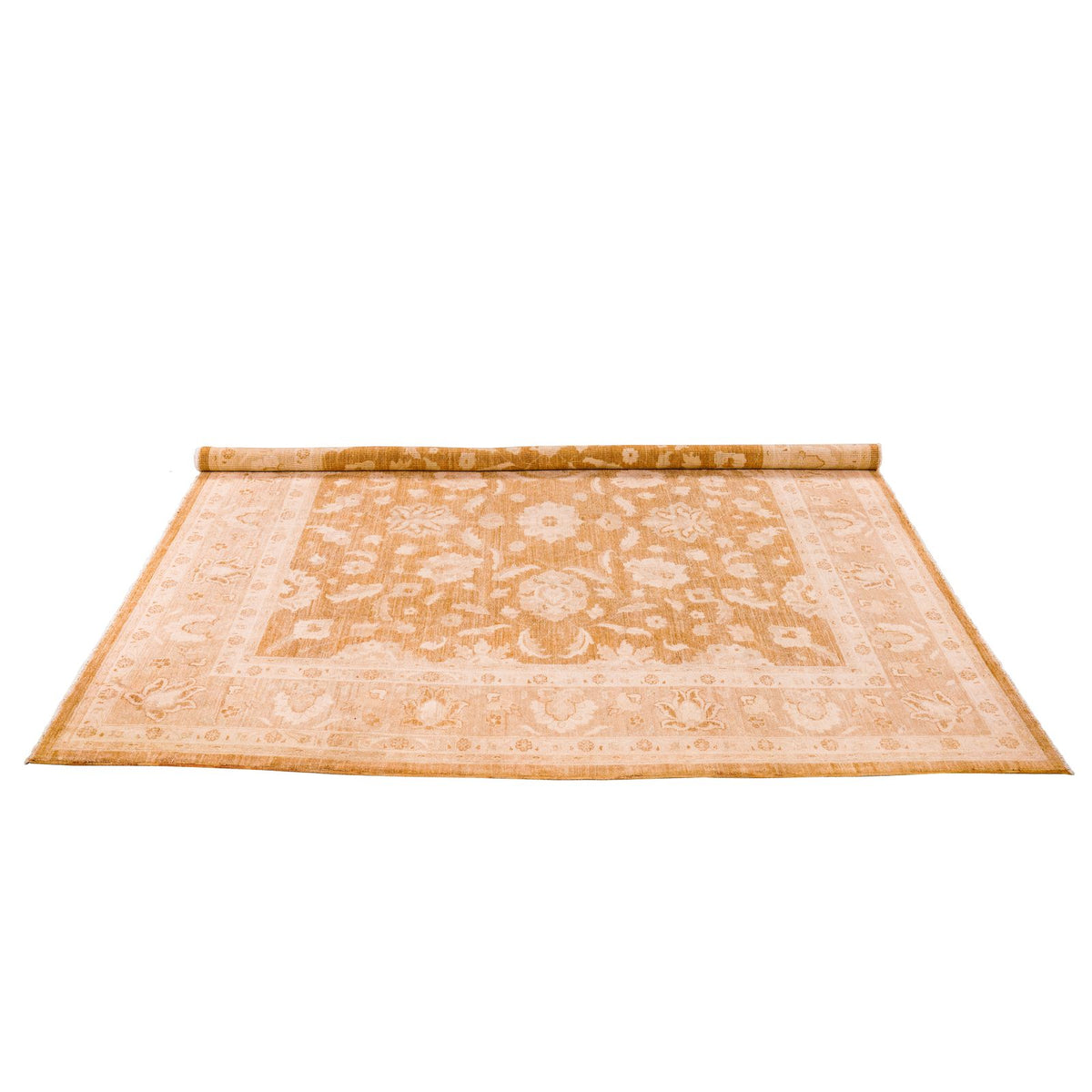 9x9 Brown and Beige Turkish Oushak Rug
