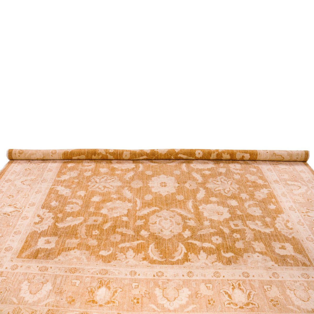 9x9 Brown and Beige Turkish Oushak Rug