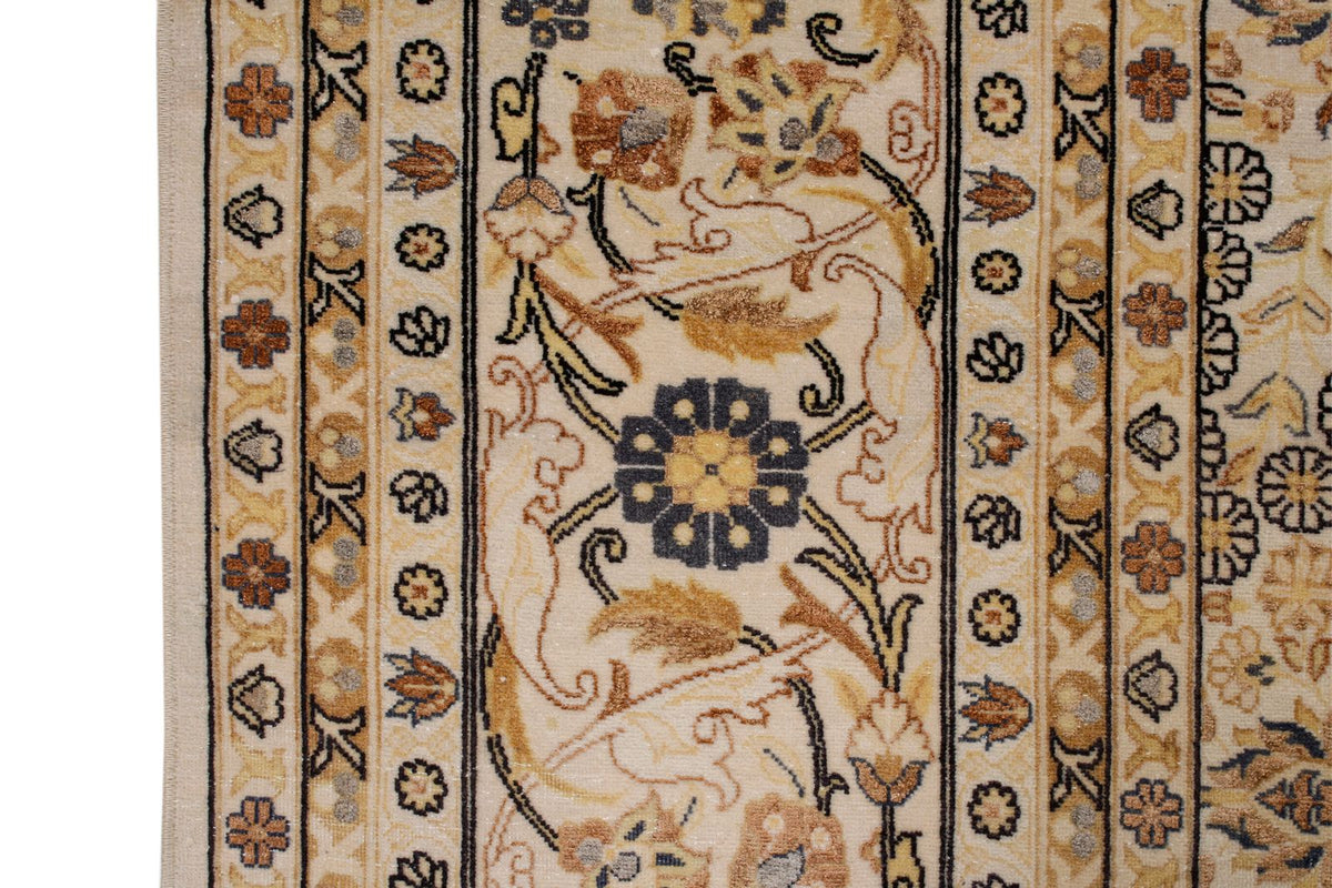 9x12 Beige and Black Turkish Silk Rug