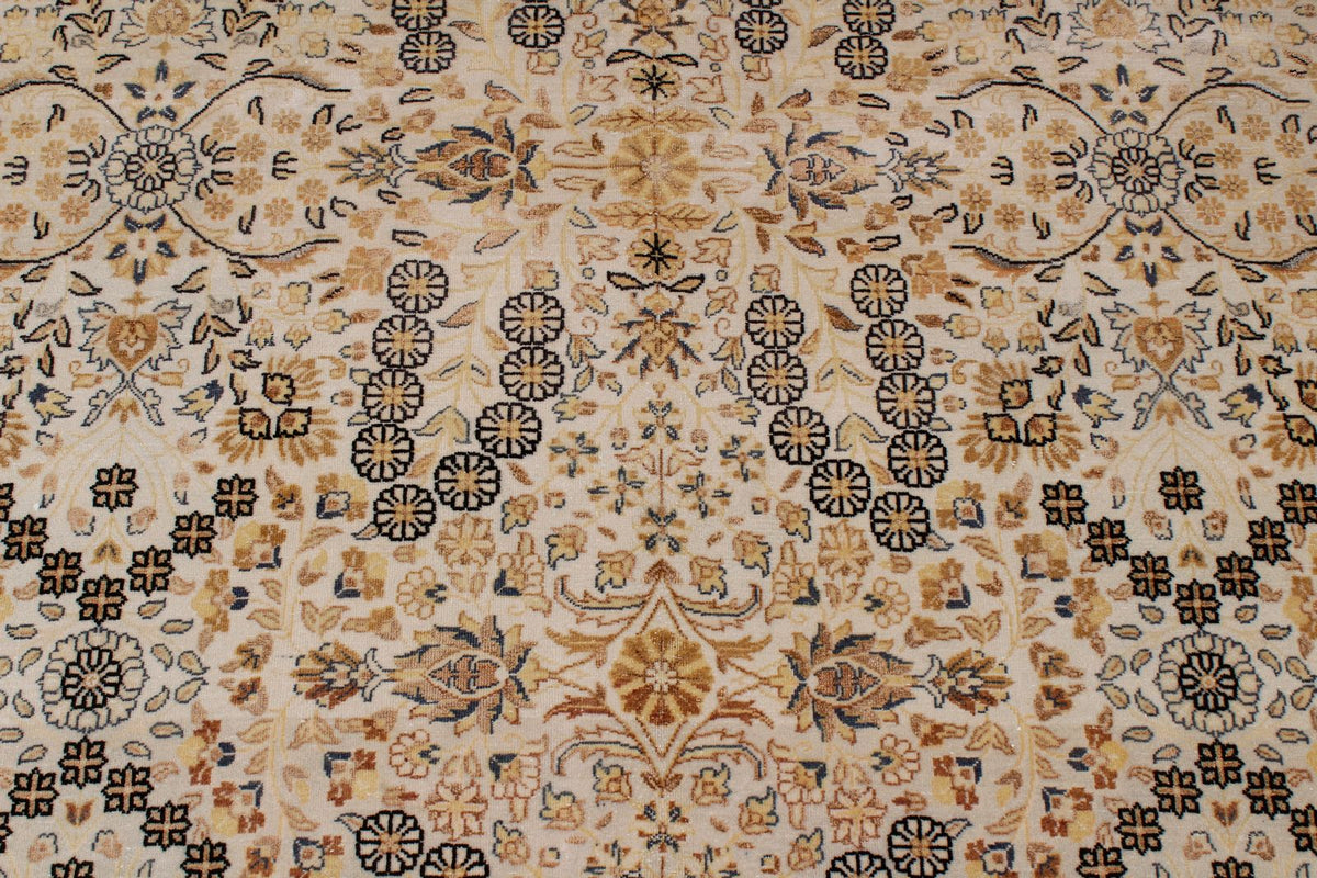 9x12 Beige and Black Turkish Silk Rug