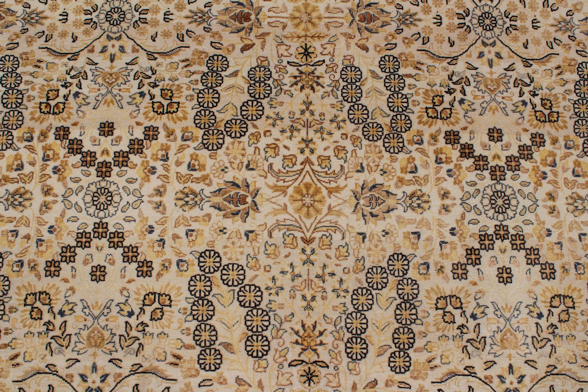 9x12 Beige and Black Turkish Silk Rug