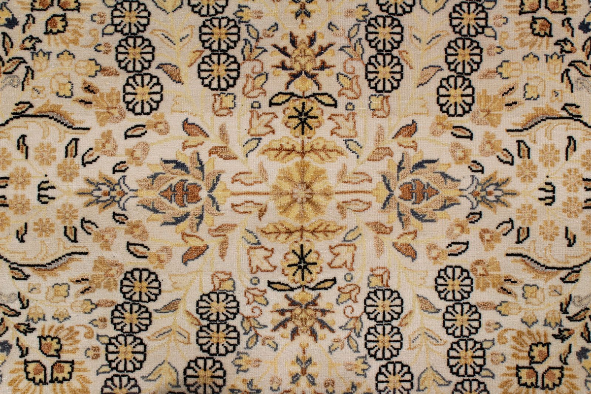 9x12 Beige and Black Turkish Silk Rug