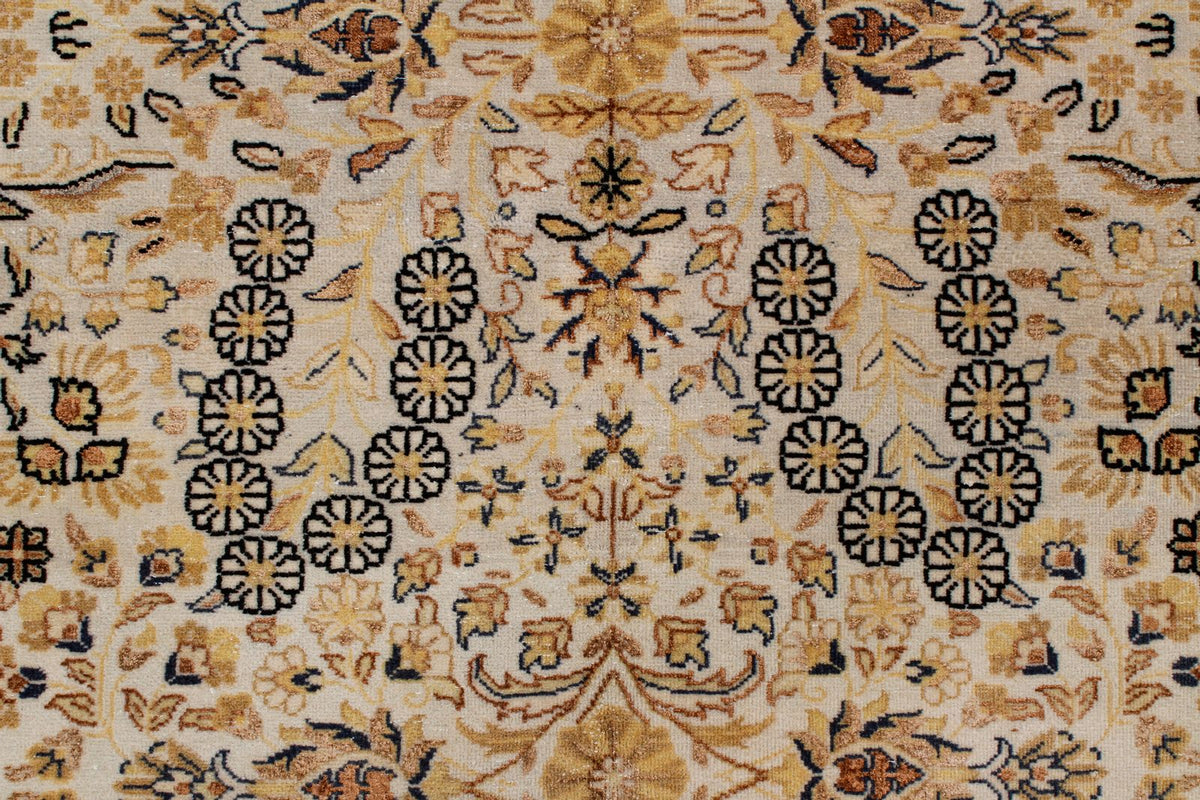 9x12 Beige and Black Turkish Silk Rug