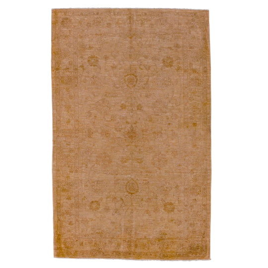 5x8 Beige Turkish Oushak Rug