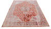Vintage Handmade 6x9 Red and White Persian Kerman Distressed Area Rug
