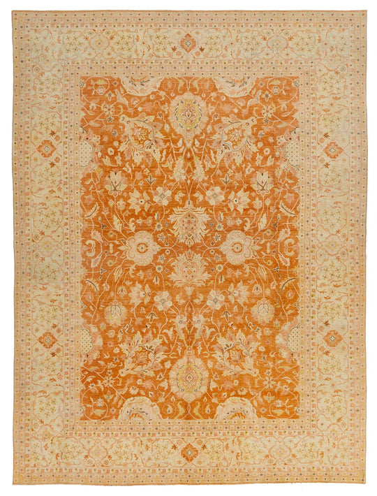 9x12 Rust and Beige Turkish Oushak Rug